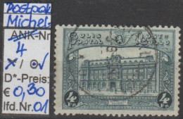 1929 - BELGIEN - Post-PM (COLIS) "Hauptpostamt Brüssel" 4 Fr Grau  - O Gestempelt - S.Scan (Post-PM 4o 01-02 Be) - Reisgoedzegels [BA]