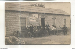 Carte Photo à Identifier : Café Aux 2 Arbres (probablement Dans L'Aisne) Publicité Bicyclette Thomann - To Identify