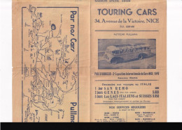 TOURING CARS  NICE  SAISON ETE 1949EXCURSION DE LA J-DE LA 1/2 JOURNEE -PAR NOS CARS PULLMAN - Cartes Géographiques