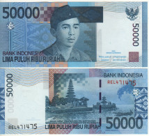 INDONESIA   50'000  Rupiah.  P145b  Dated 2005/07  (  I Gusti Ngurah Rai  + Beratan Lake, Bali   At Back )  UNC - Indonesia