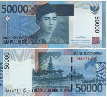INDONESIA   50'000  Rupiah.  P145b  Dated 2005/07  (  I Gusti Ngurah Rai  + Beratan Lake, Bali   At Back )  UNC - Indonésie