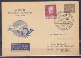 Kaart Van 40 Jahre Deutsche Luftpost Van Berlin Zentralflughafen Naar Jette (Bruxelles) - Cartes Postales Privées - Oblitérées