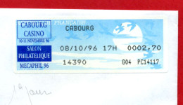 1996 - Cabourg - Vignette De Guichet "SALON PHILATELIQUE - MECAPHIL 96" - 1er Jour De Mise En Service - 1990 Type « Oiseaux De Jubert »