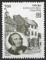 India 1980. Scott #855 (MNH) Rowland Hill, Birthplace, Kidderminster - Unused Stamps