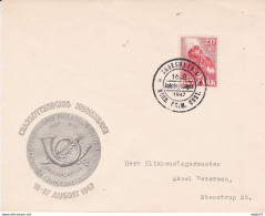 Denmark Kobenhavn 1947 Cancel Cover Torch Tarin Flag Nord Frim Udst Charlottenborg Denmark - Briefe U. Dokumente