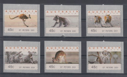 Australien Tritech-ATM Kangaroo / Koala 6 Motive Kpl.  ST PETERS 2001 - Automaatzegels [ATM]
