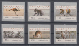 Australien Tritech-ATM Kangaroo / Koala 6 Motive Kpl.  CONGRESS 2001 - Timbres De Distributeurs [ATM]