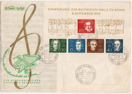 1959: Bund Ersttagsbrief Beethoven Block Mi.Nr. 2 / Allemagne Lettre Premier Jour Bloc Y&T BF1 (d837) - 1948-1960