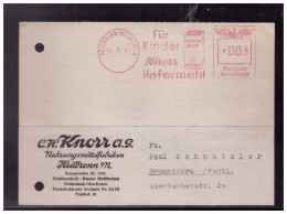 Dt.- Reich (023545) Postkarte Mit Firmenzudruck Knorr, Kann Hafermehl Nur Gegen Vorheriger Einsendung Von Bezugsscheinen - Franking Machines (EMA)