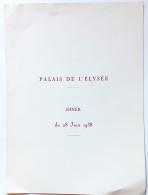 MENU  PRESIDENTIEL PALAIS DE L'ELYSEE 28 JUIN 1938 LANGOUSTE CHATEAU YQUEM - Menus