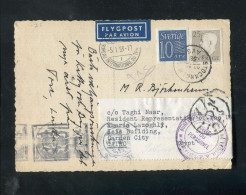 "SCHWEDEN" 1959, AK Mit "ZENSUR" Per Luftpost Nach Cairo (5798) - Lettres & Documents