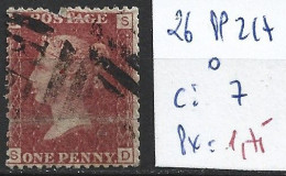 GRANDE-BRETAGNE 26 Planche 217 Oblitéré  Côte 7 € - Used Stamps