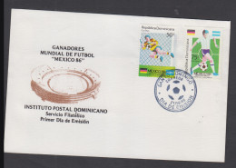 SOCCER- DOMINICAN REP - 1986 - MEXICO WORLD CUP SET OF 2 ON ILLUSTRATED FDC  - 1986 – México