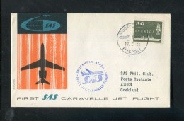 "SCHWEDEN" 1959, SAS-Caravelle-Erstflugbrief "Stockholm-Athen" (5823) - Storia Postale
