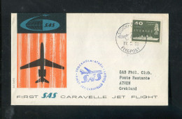 "SCHWEDEN" 1959, SAS-Caravelle-Erstflugbrief "Stockholm-Athen" (5823) - Cartas & Documentos