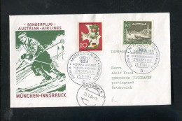 "BUNDESREPUBLIK DEUTSCHLAND" 1964, AUA-Olympiade-Sonderflugbrief "Muenchen-Innsbruck" (5831) - Eerste Vluchten