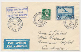 Airmail Cover / Postmark  Luchtvaartstatie Antwerpen Belgium - Amsterdam The Netherlands 1934 - Cartas & Documentos