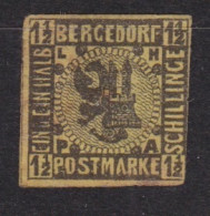 Bergedorf N° 4 1 1/2 Noir/jaune, Armoiries De Hambourg Et Lübeck, Neuf Avec Gomme Altérée - Bergedorf