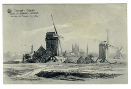 Tournai   Disparu   Moulins Du Faubourg De Lille   Dessin Par Charles Vasseur - Tournai