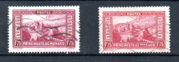 MONACO -- 2 Timbres 1 Francs 75 Lie De Vin & Rose --  Palais Princier - Used Stamps