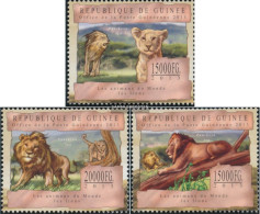 Guinea 9841-9843 (complete. Issue) Unmounted Mint / Never Hinged 2013 Lions - Guinée (1958-...)