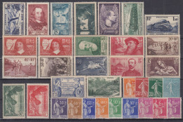 TIMBRE FRANCE ANNEE 1937 N° 334/371 SAUF TIMBRES DU PEXIP NEUVE * GOMME AVEC CHARNIERE - COTE 260 € - ....-1939