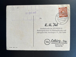 GERMANY 1947 POSTCARD LOCKNITZ TO COBURG 31-03-1947 DUITSLAND DEUTSCHLAND - Ganzsachen