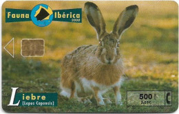 Spain - Telefonica - Fauna Iberica - Liebre Rabbit - P-445 - 10.2000, 500PTA, 8.000ex, Used - Emissioni Private