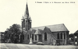 Frasnes - L'eglise Et Le Monument Aux Morts 1914-18 - Frasnes-lez-Anvaing