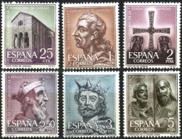 Spain 1961 Oviedo 1200 Year 6 Val. MNH Kings Fruela (Asturia), Alfons II & III, Bronze Statue Cathedral Oviedo - Abbeys & Monasteries