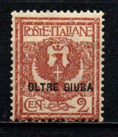 ITALIA - OLTRE GIUBA - 1925 - AQUILA REALE - STEMMA 2 CENT. - MNH - Oltre Giuba