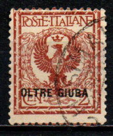 ITALIA - OLTRE GIUBA - 1925 - AQUILA REALE - STEMMA 2 CENT. - USATO - Oltre Giuba