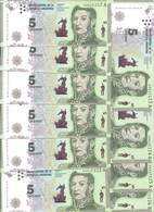 ARGENTINE 5 PESOS ND2015 UNC P 359 ( 10 Billets ) - Argentina