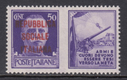 ITALIA - RSI - Propaganda N.34E- Cat.1000 Euro Soprastampa Rosso/arancio FIRMATO GAZZI +BIONDI - MNH** Gomma Integra - Propaganda De Guerra