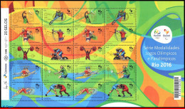 Ref. BR-3298 BRAZIL 2015 - OLYMPIC AND PARALYMPICGAMES, RIO 2016, 1ST SERIES SHEET MNH, SPORTS 20V Sc# 3298 - Sommer 2016: Rio De Janeiro