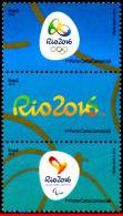 Ref. BR-3317HMR BRAZIL 2015 - OLYMPIC AND PARALYMPICGAMES, RIO 2016, LOGOS, STAMPS 3RD, MNH, SPORTS 3V Sc# 3317HMR - Estate 2016: Rio De Janeiro