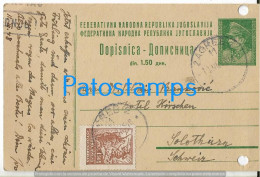 222787 YUGOSLAVIA CANCEL PERFORATION POSTAL STATIONERY C/ POSTAGE ADDITIONAL POSTCARD - Entiers Postaux