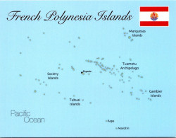 20-1-2024 (1 X 3) Flags & Map - 3 Postcards - (Pacific Region) French Polynesia & Futuna + Kiribati Island - Altri & Non Classificati