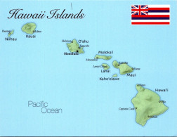 20-1-2024 (1 X 3) Flags & Map - 2 Postcards - (Pacific Region) Hawaii & Aleutian Islands - Andere & Zonder Classificatie