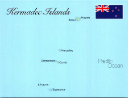 20-1-2024 (1 X 3) Flags & Map - 2 Postcards - (Antarctic Region) Kermadec Island + French Antarctic Lands - Sonstige & Ohne Zuordnung