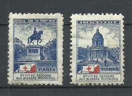 FRANCE Ca. 1914-1918 WWI Paris Secours Aux Blesses Militaires Red Cross Vignettes Advertisings Stamps * - Red Cross