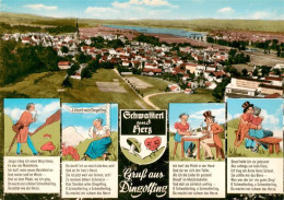 73951507 Dingolfing Panorama Luftaufnahme Karikaturen Schwammerl Und Herz - Dingolfing