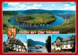 73836785 Kroev Croev Croev Mosel Fliegeraufnahme Moselschleife Dreigiebelhaus An - Kroev