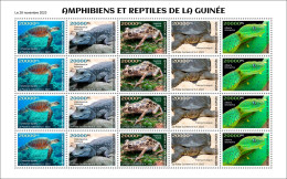 GUINEA GUINEE 2023 FULL SHEET 20V - REPTILES FROGS TURTLES TURTLE CROCODILES SNAKES TORTUES SERPENTS - MNH - Kikkers