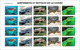 GUINEA GUINEE 2023 IMPERF SHEET 20V - REPTILES FROGS TURTLES TURTLE CROCODILES SNAKES TORTUES SERPENTS - MNH - Rane