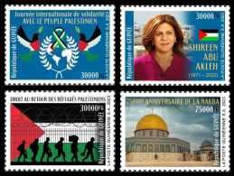 GUINEA 2023 SET 4V - PALESTINE JERUSALEM - SOLIDARITY PALESTINIAN PEOPLE - SHIREEN ABU AKLEH - RIGHT OF RETURN MNH - Islam