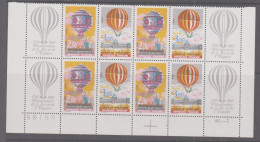 France 1983 Balloon Flights Block Of 8 With 4 Labels MNH - Ungebraucht