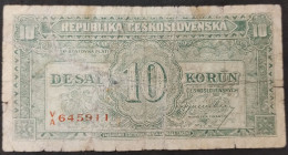 Checoslovaquia – Billete Banknote De 10 Coronas – 1945 - Tschechoslowakei