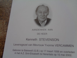 Doodsprentje/Bidprentje  Kenneth STEVENSON   Bakewell (G.B.) 1936-2002 Herentals - Religion & Esotérisme