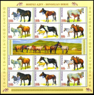 XK0213 Mongolia 2015 Various Animal Good Breeding Horses Sheet MNH - Mongolie